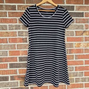 Coming Soon- SO Women's Black and White Striped T-shirt Dress/ Coverup Size S